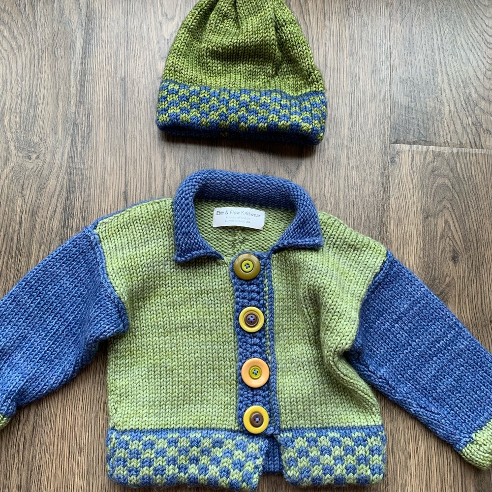 Ebb and Flow Handmade Knit Sweater and Hat